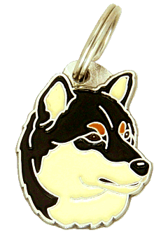 Shiba inu tricolor <br> (placa de identificação para cães, Gravado incluído)